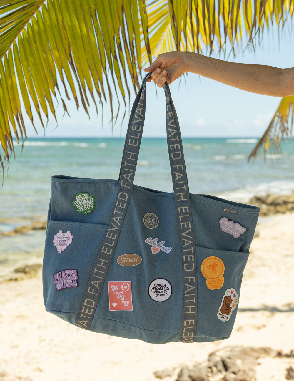 The Large Everyday Denim Tote Patch Kit – Christian Tote Bag