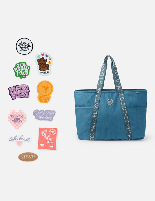 The Large Everyday Denim Tote Patch Kit – Christian Tote Bag