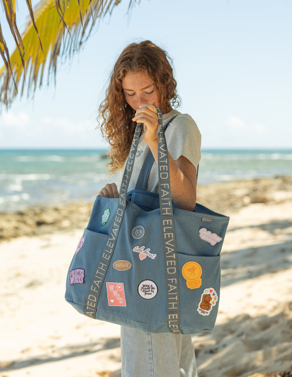 The Large Everyday Denim Tote Patch Kit – Christian Tote Bag