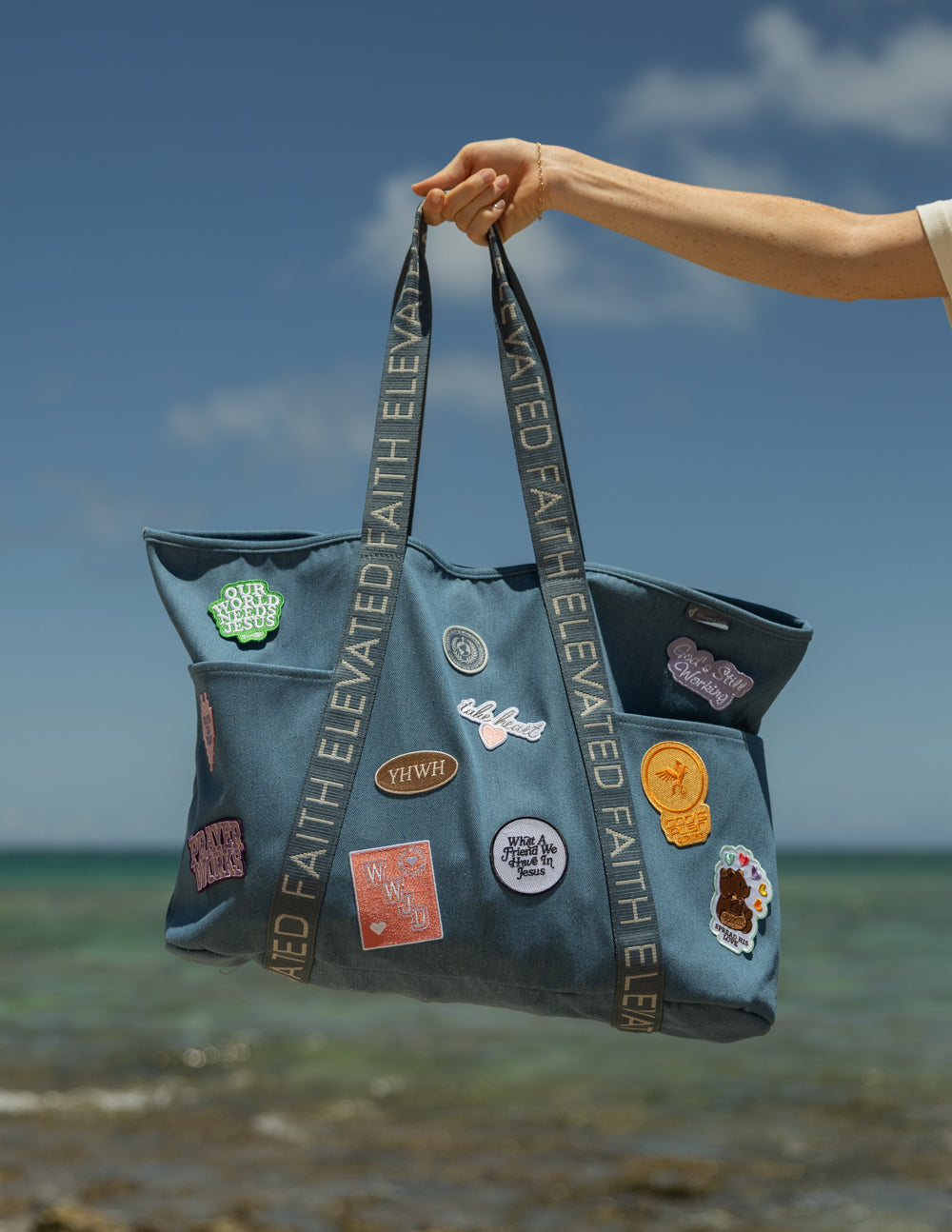 The Large Everyday Denim Tote Patch Kit – Christian Tote Bag