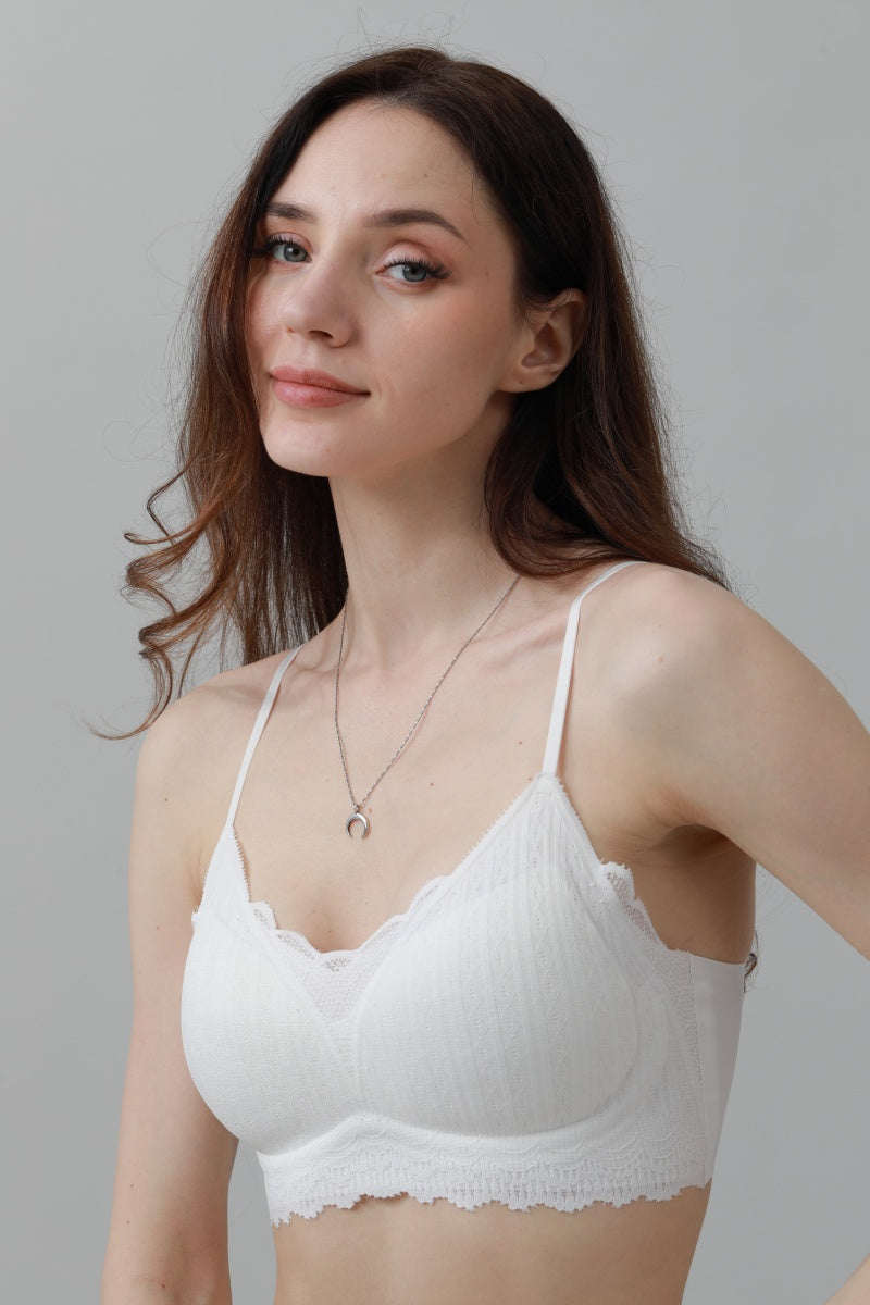 CloudSoft Wireless Bra – Lace Detail & Invisible Fit 🌸☁️ Leto Collection