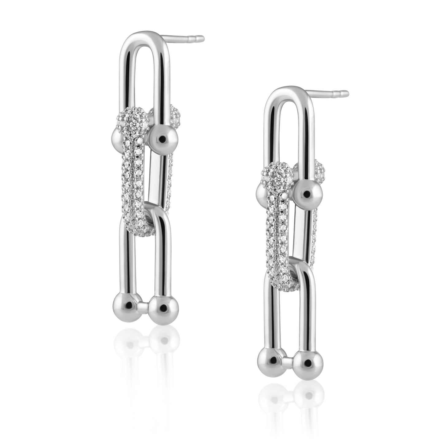 U Link Pave Drop Earring in silver — Soul Flow Apparel