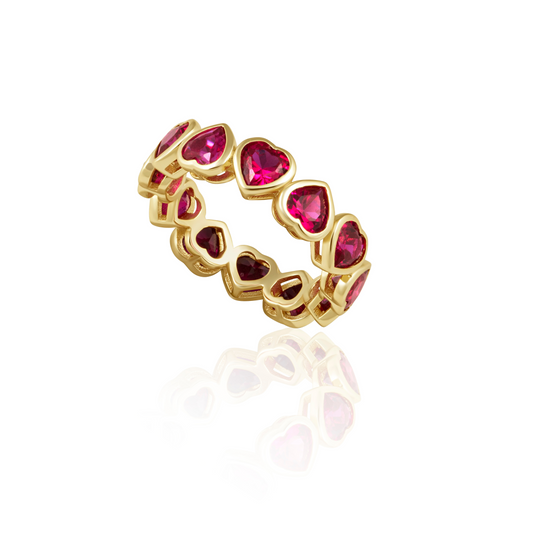 Bezel Heart Ring Ruby Red — Soul Flow Apparel