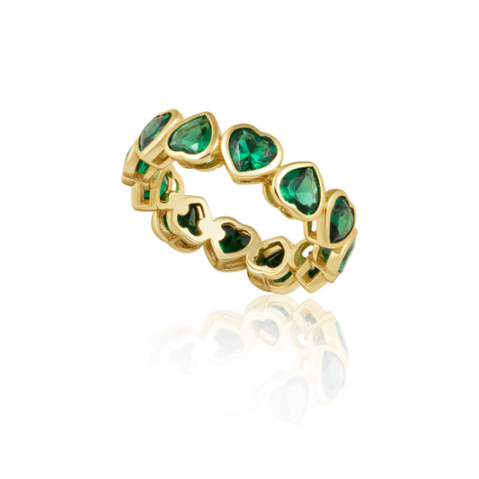 Bezel Heart Ring Emerald — Soul Flow Apparel