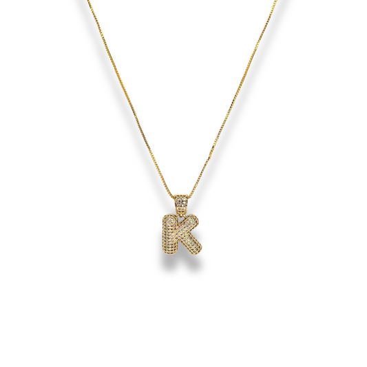 Pave Bubble Initial Necklace — Soul Flow Apparel
