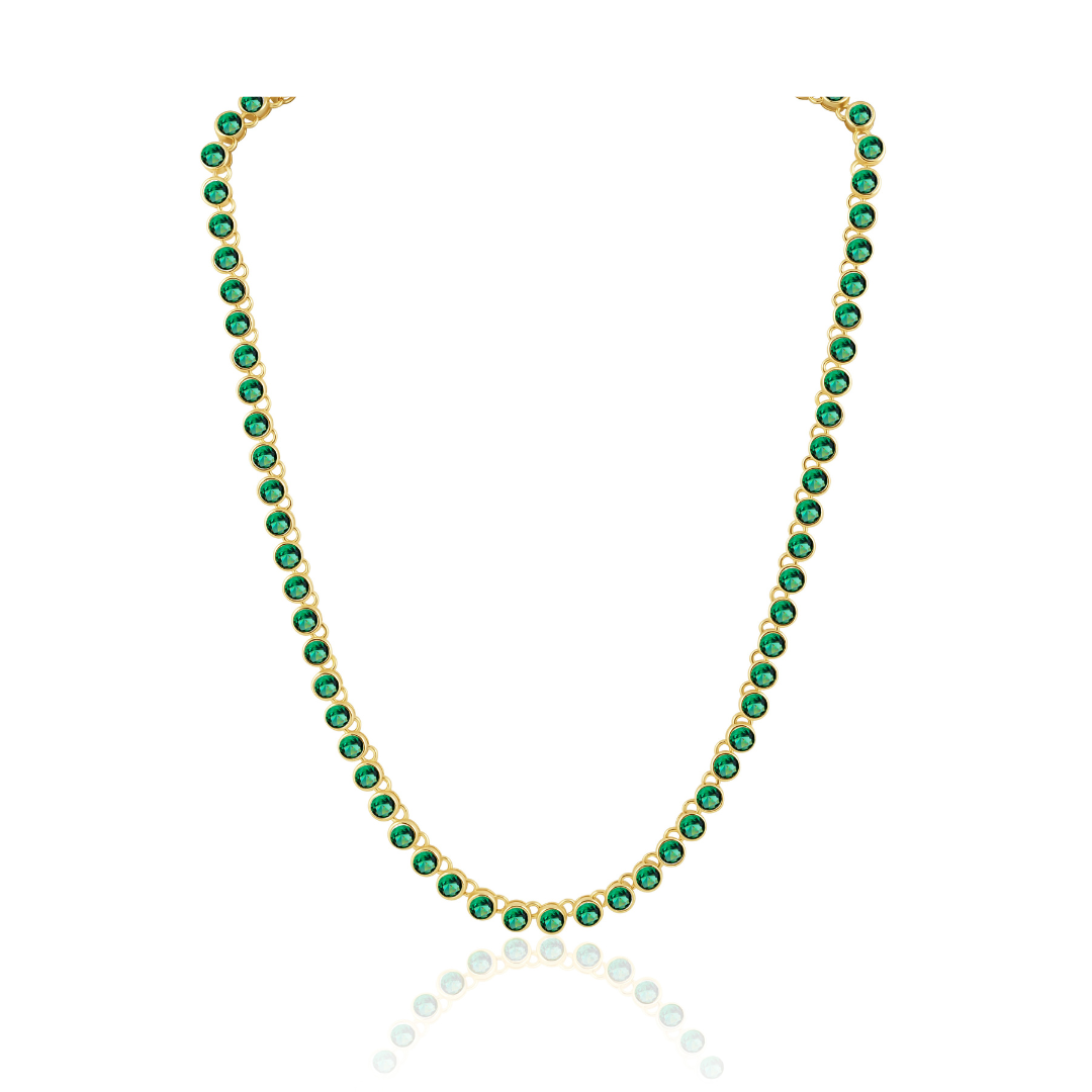 Bezel Tennis Necklace Emerald — Soul Flow Apparel