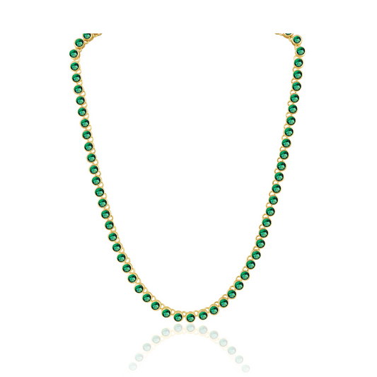 Bezel Tennis Necklace Emerald — Soul Flow Apparel