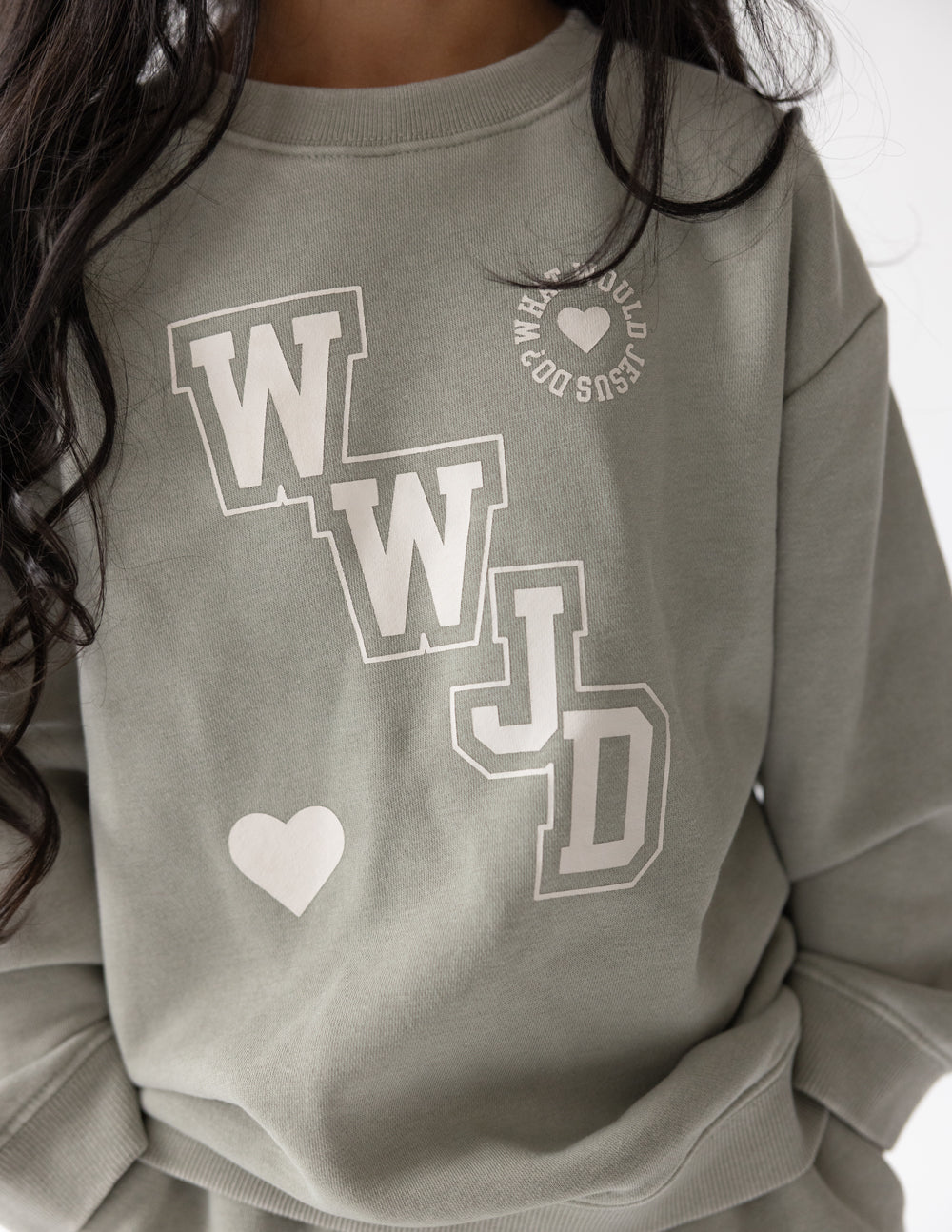 WWJD Varsity Kids Crewneck – Christian Kids Crewneck