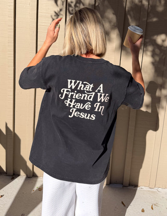 What a Friend in Jesus Heavyweight Tee – Christian T-Shirt
