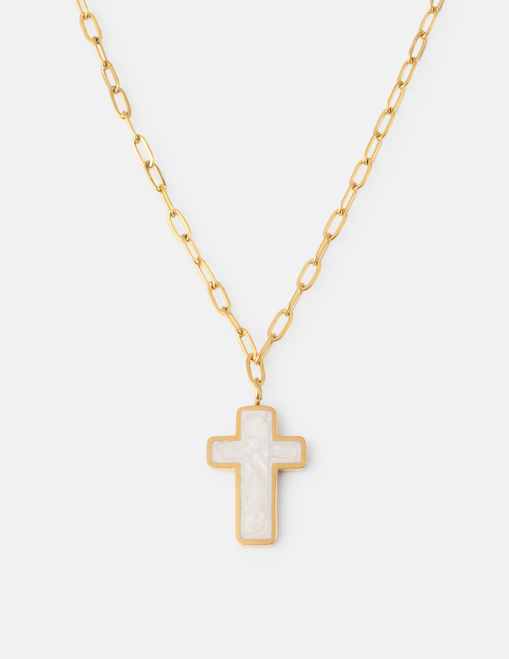 White Enamel Cross Necklace – Christian Necklace