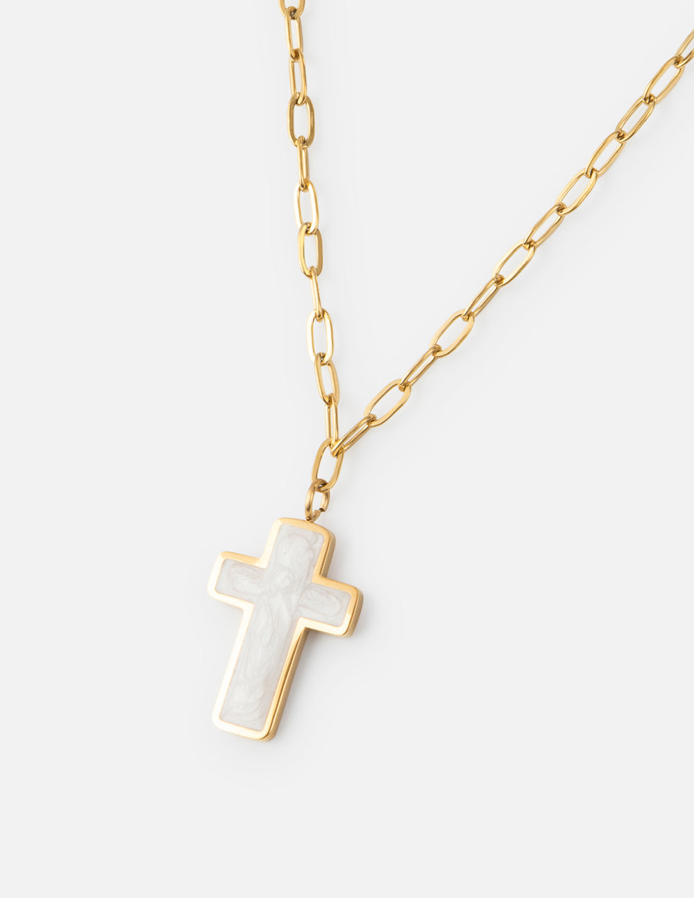 White Enamel Cross Necklace – Christian Necklace