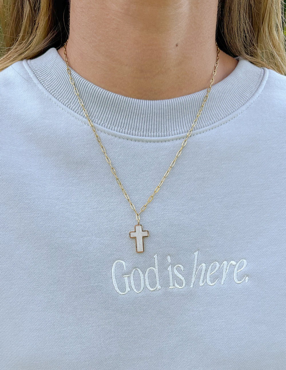 White Enamel Cross Necklace – Christian Necklace