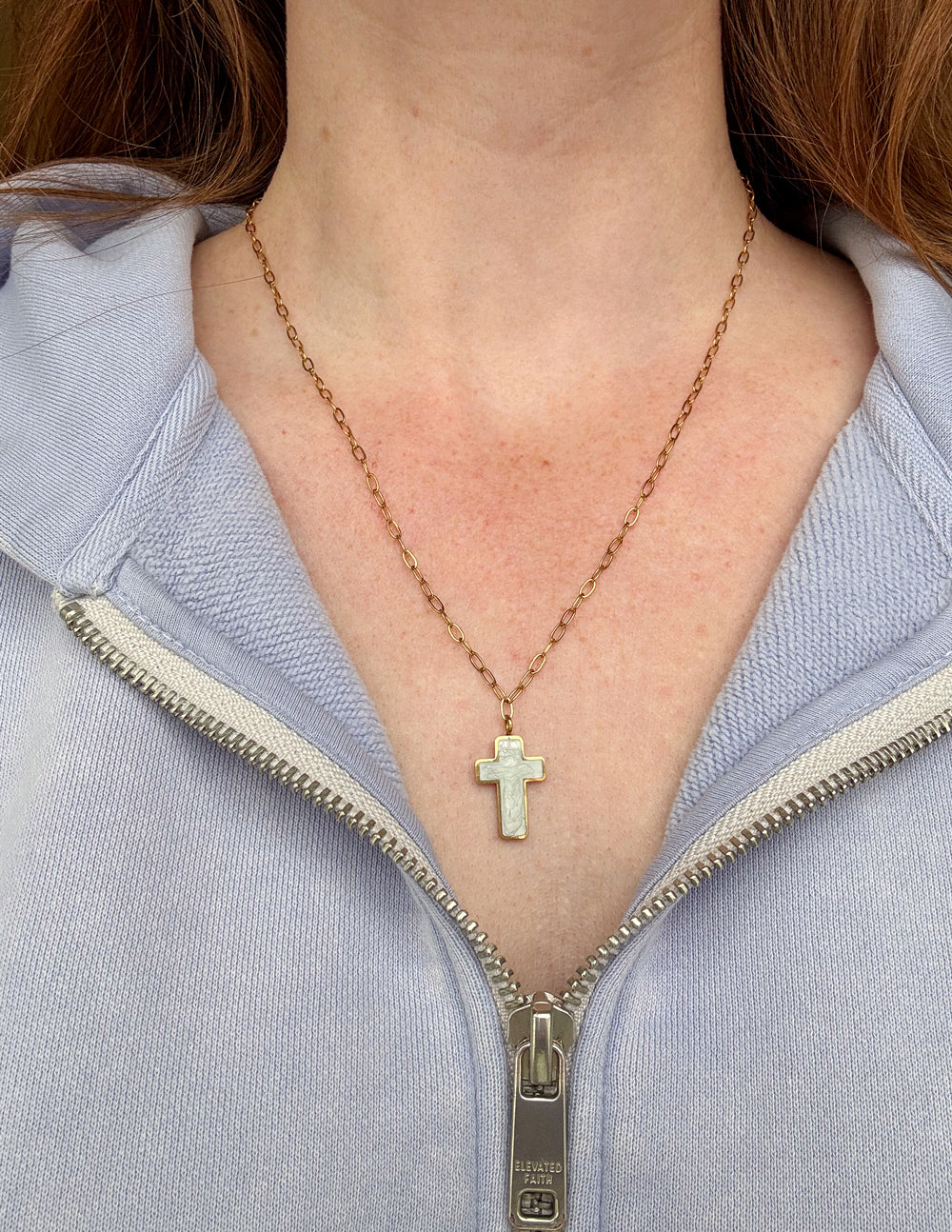 White Enamel Cross Necklace – Christian Necklace