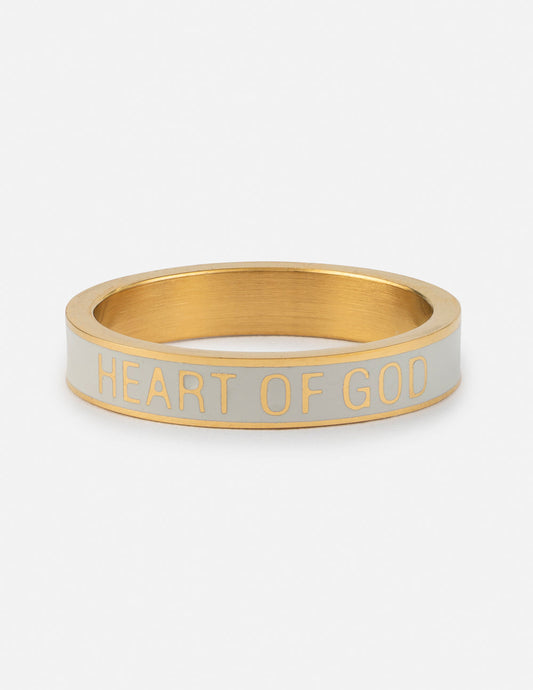 White Enamel Heart of God Ring – Christian Ring