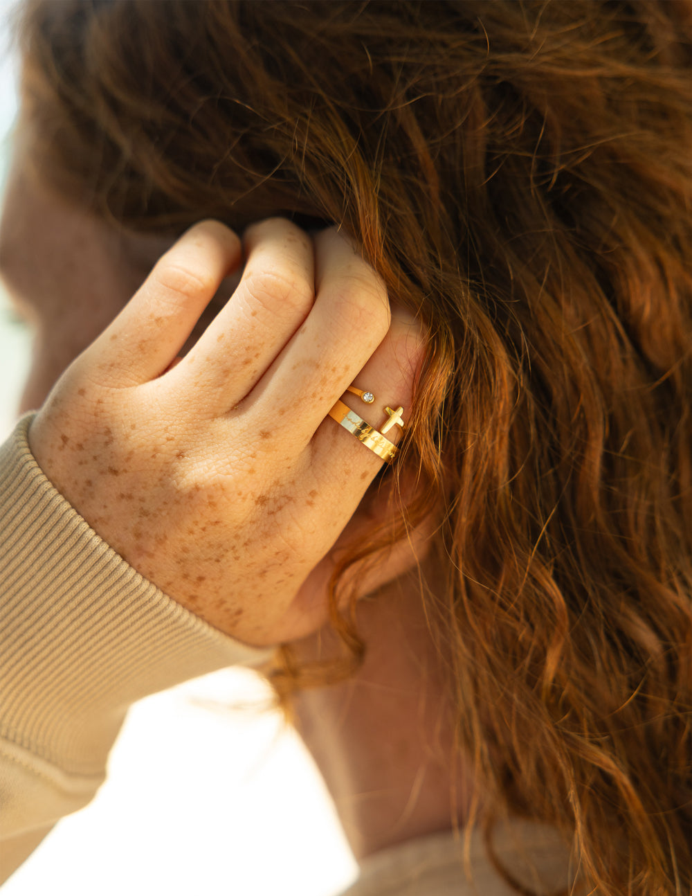 Wrapped Cross Gem Ring – Christian Ring