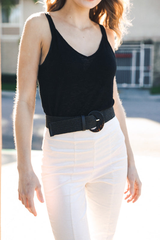 Basketweave Stretch Belt – Textured Waist Cincher Leto Collection