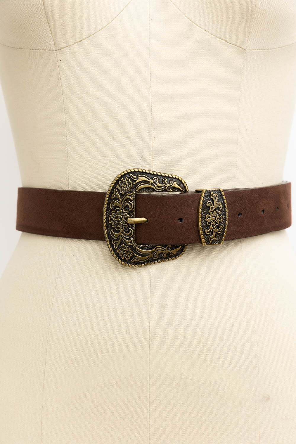 Suede Antique Western Buckle Belt Leto Collection