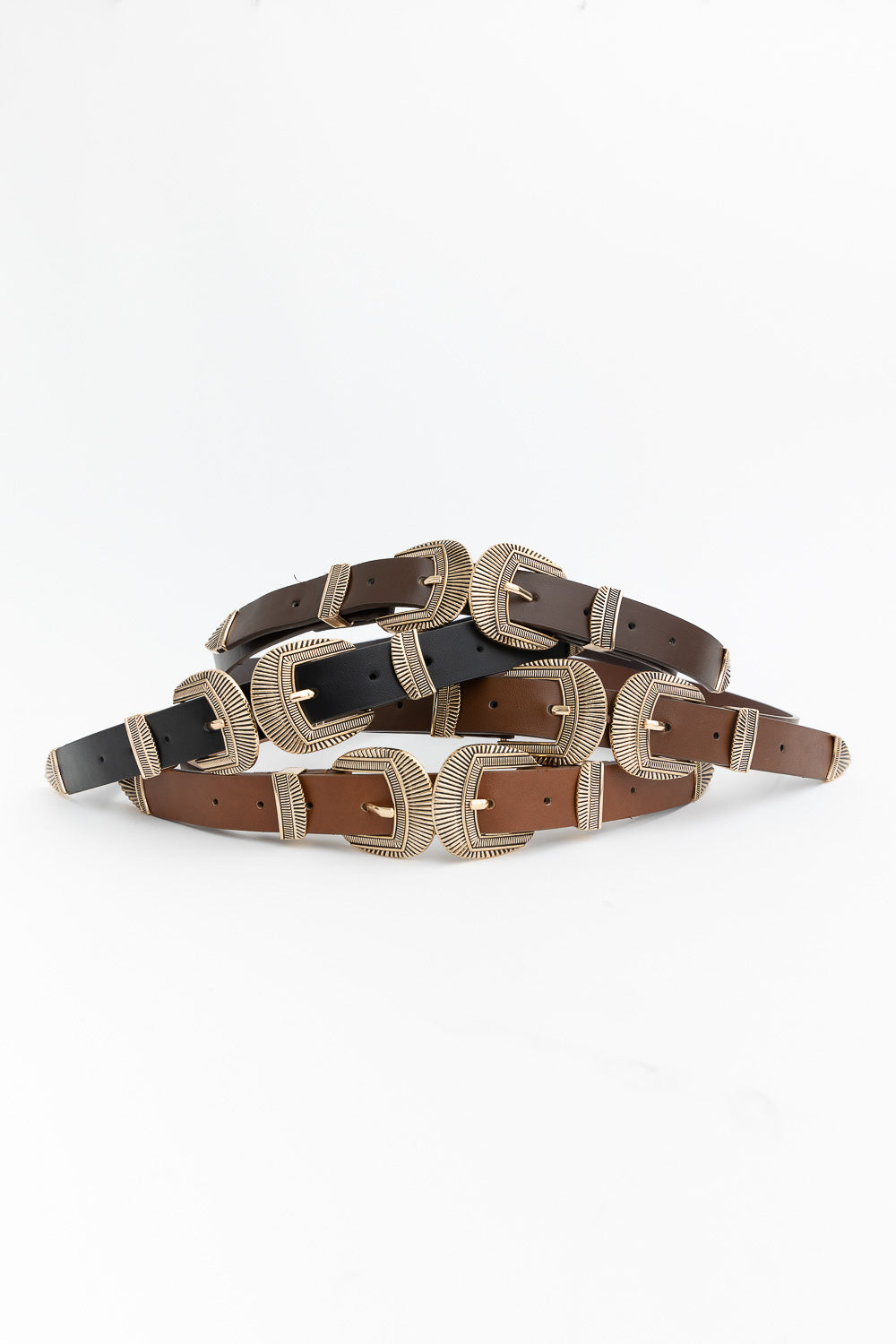 Double Buckle Western Belt – Edgy Faux Leather Statement Leto Collection