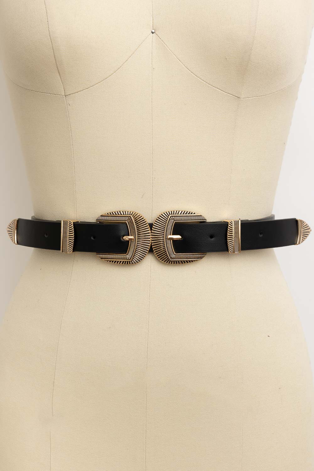 Double Buckle Western Belt – Edgy Faux Leather Statement Leto Collection
