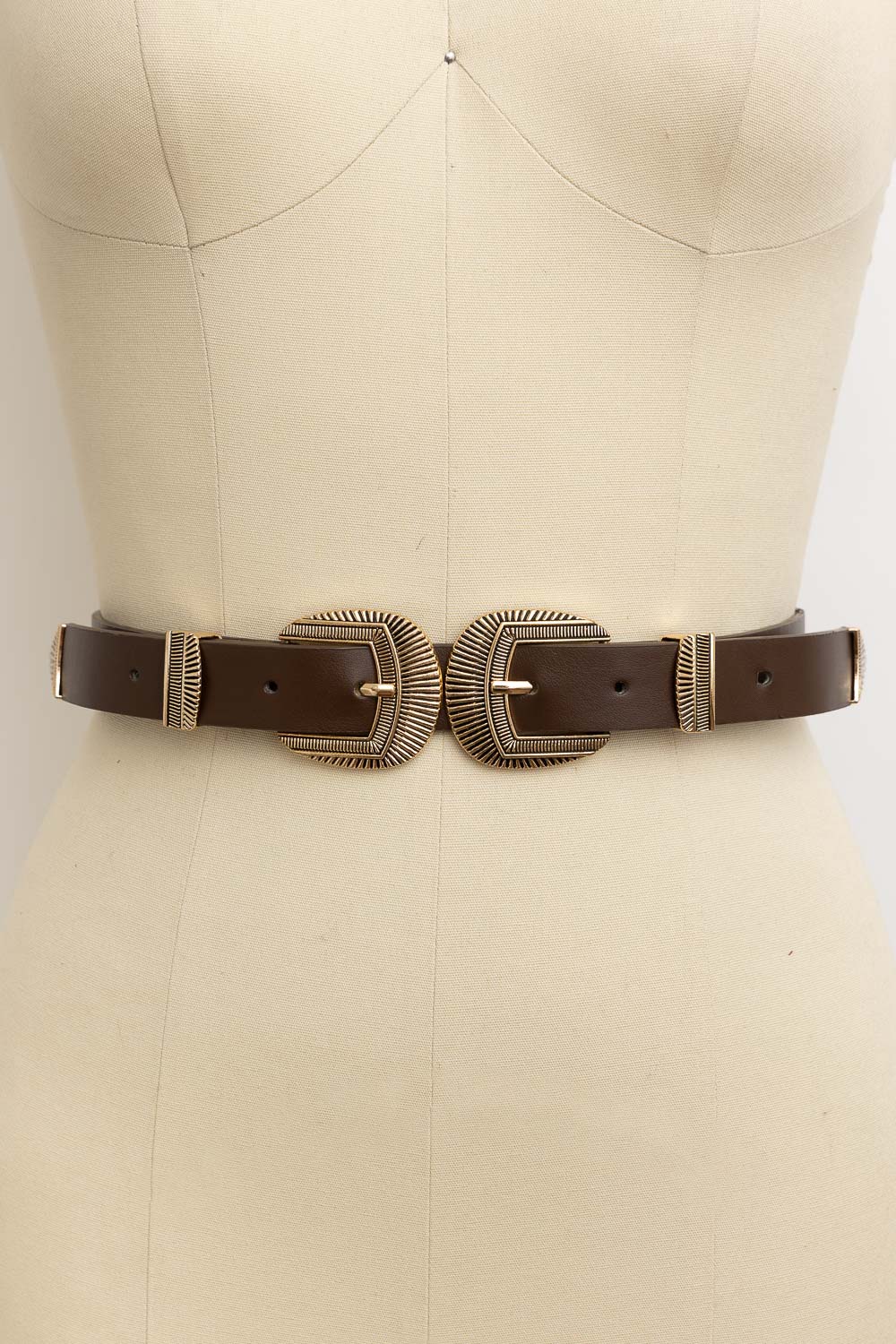 Double Buckle Western Belt – Edgy Faux Leather Statement Leto Collection