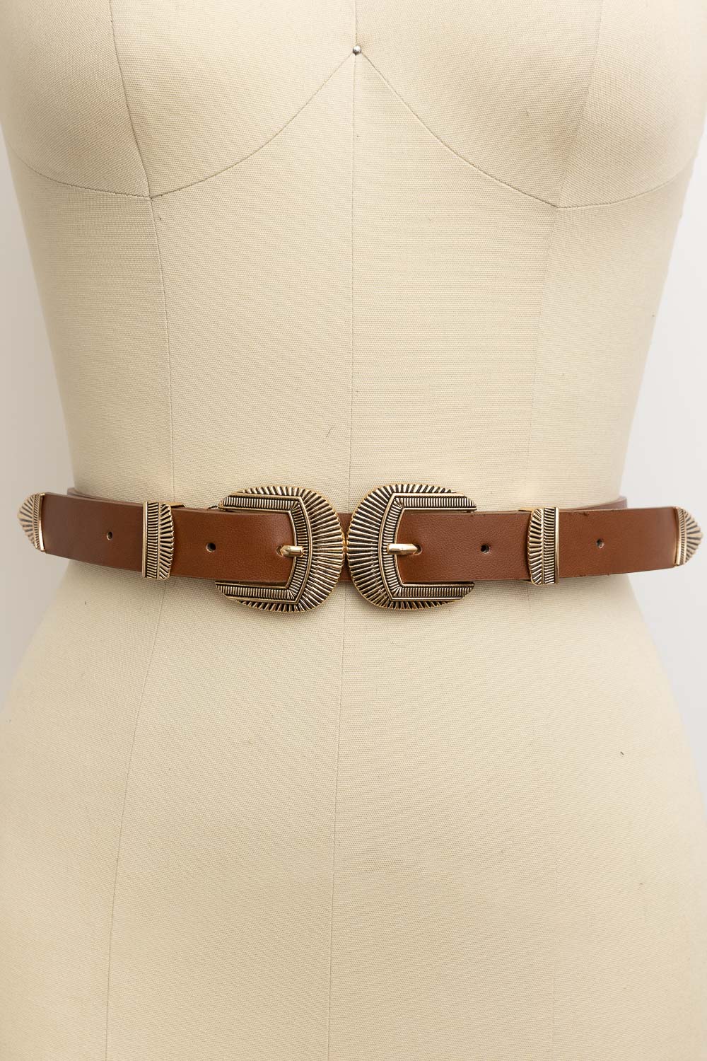 Double Buckle Western Belt – Edgy Faux Leather Statement Leto Collection