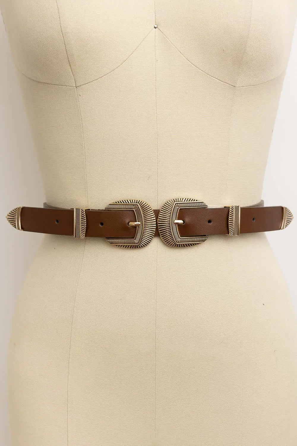 Double Buckle Western Belt – Edgy Faux Leather Statement Leto Collection