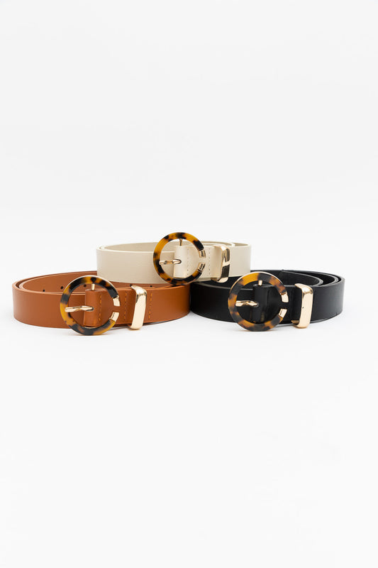 Tortoiseshell O-Ring Belt – Retro-Chic Adjustable Strap Leto Collection