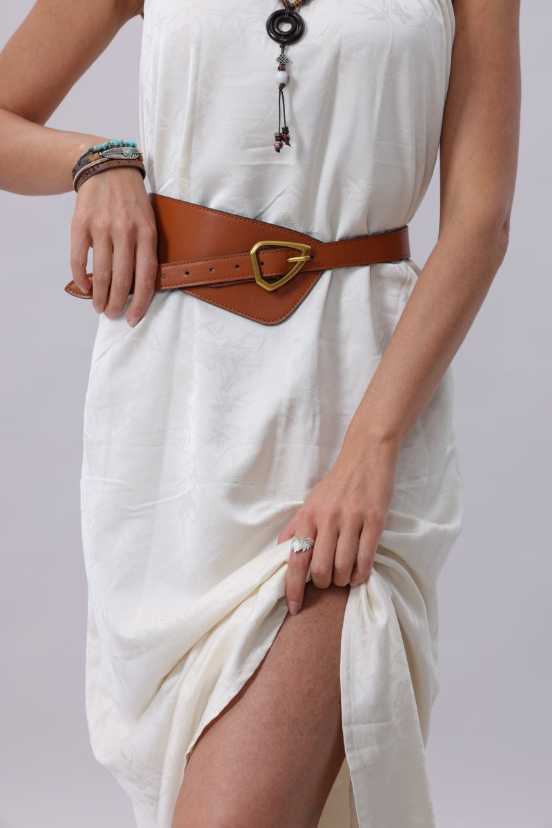 Asymmetrical Buckle Wide Waist Belt Boho Clothing and Accessories