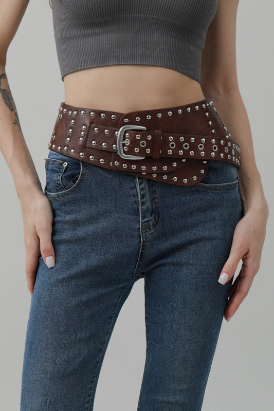 Studded Western Wide Belt – Bold Cowboy Waistband 🤠⛓️ Leto Collection