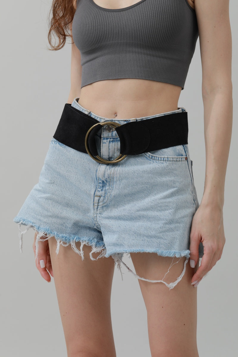 Double-Buckle Suede Corset Belt – Adjustable Wrap Design ⚜️🖤 Leto Collection