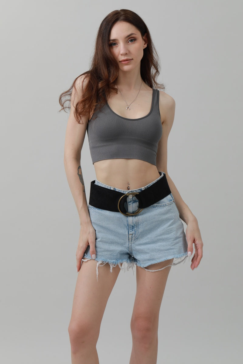 Double-Buckle Suede Corset Belt – Adjustable Wrap Design ⚜️🖤 Leto Collection