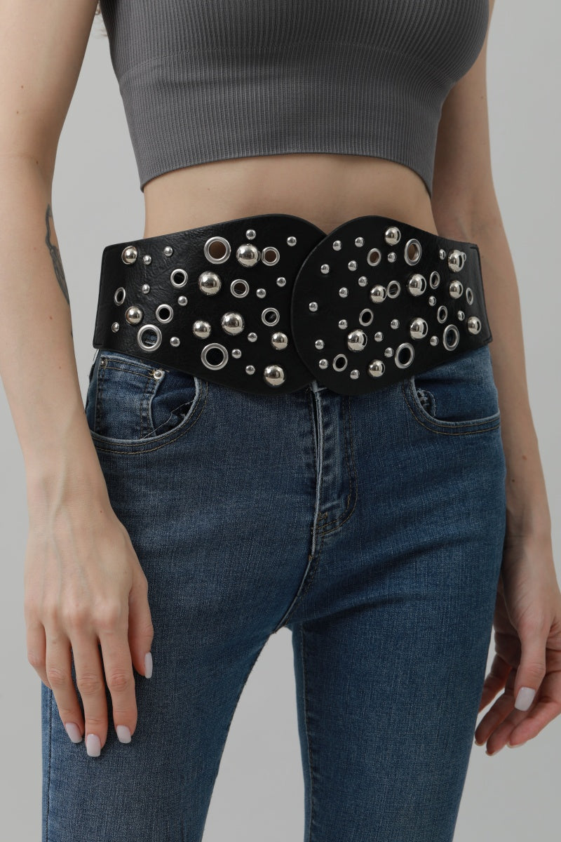 Western Wide Rivet Belt – Vintage Cowboy Chic 🤠✨ Leto Collection