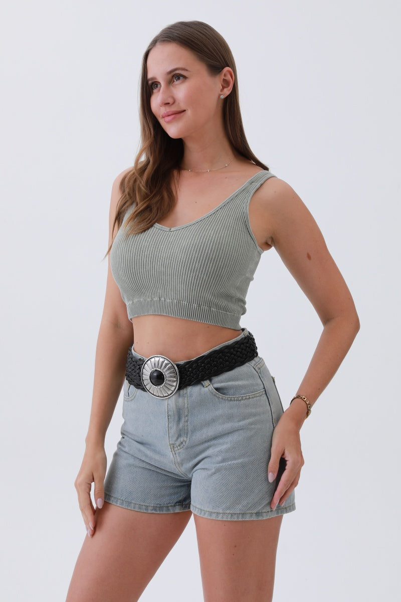 Stone-Embedded Round Buckle Bohemian Wide Belt – Vintage Elegance🌿💎 Leto Collection