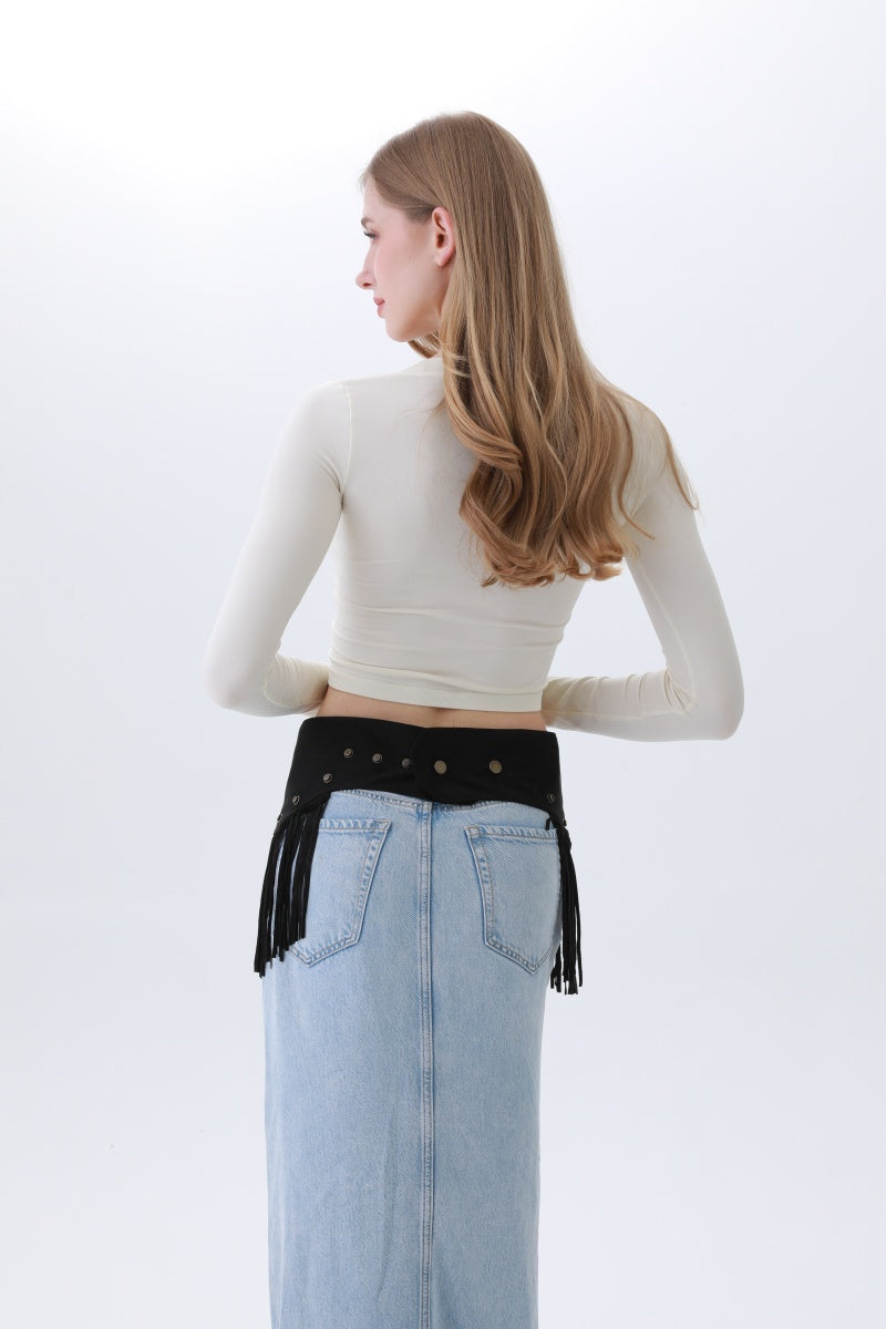 Boho Punk Corset Belt – Fringe & Studded Statement✨ Leto Collection