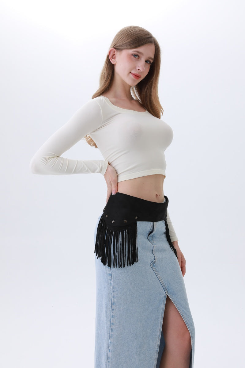Boho Punk Corset Belt – Fringe & Studded Statement✨ Leto Collection