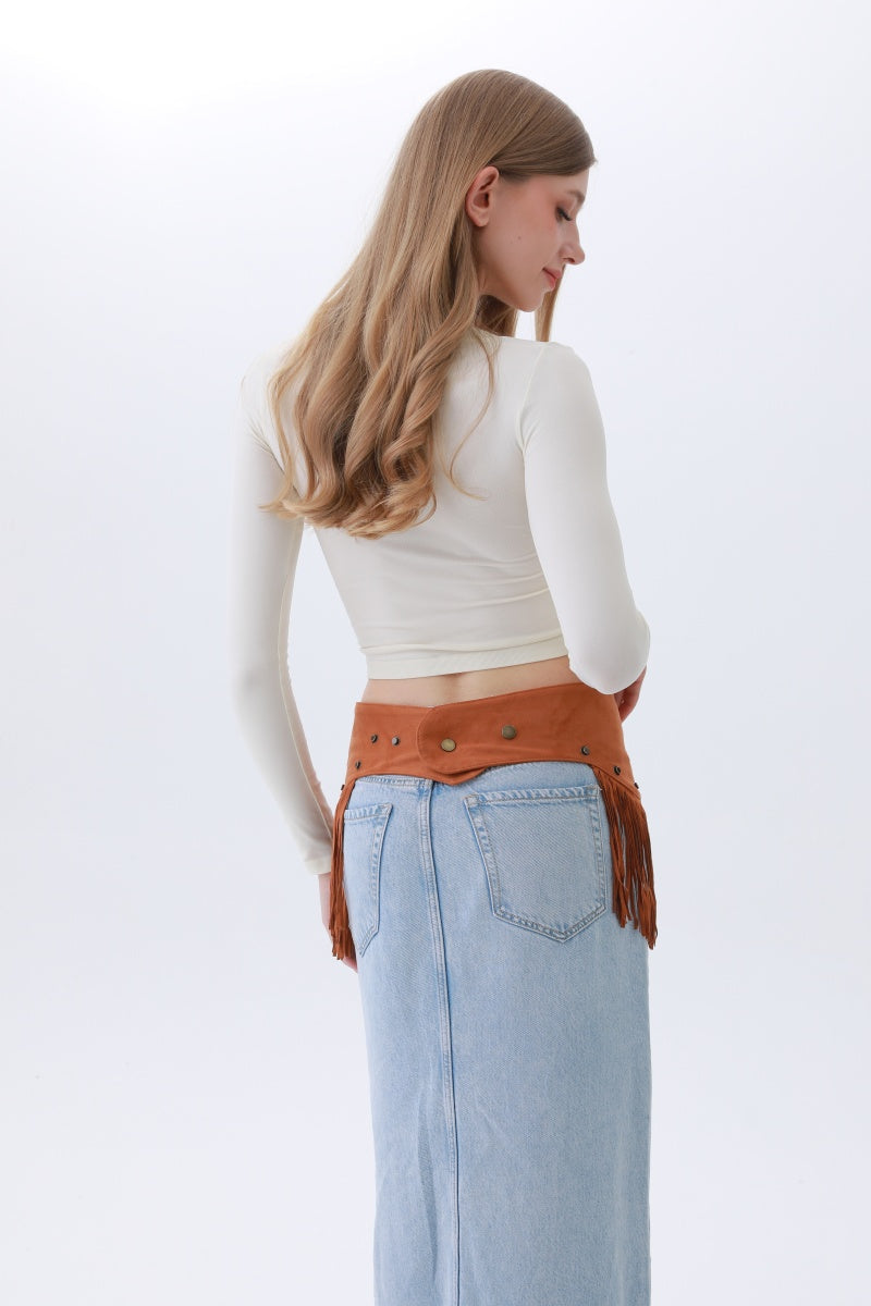 Boho Punk Corset Belt – Fringe & Studded Statement✨ Leto Collection