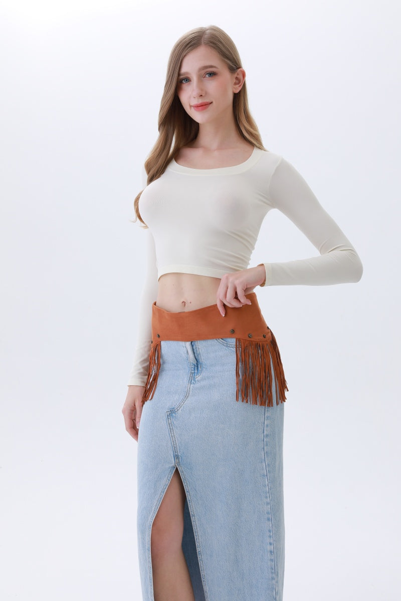 Boho Punk Corset Belt – Fringe & Studded Statement✨ Leto Collection