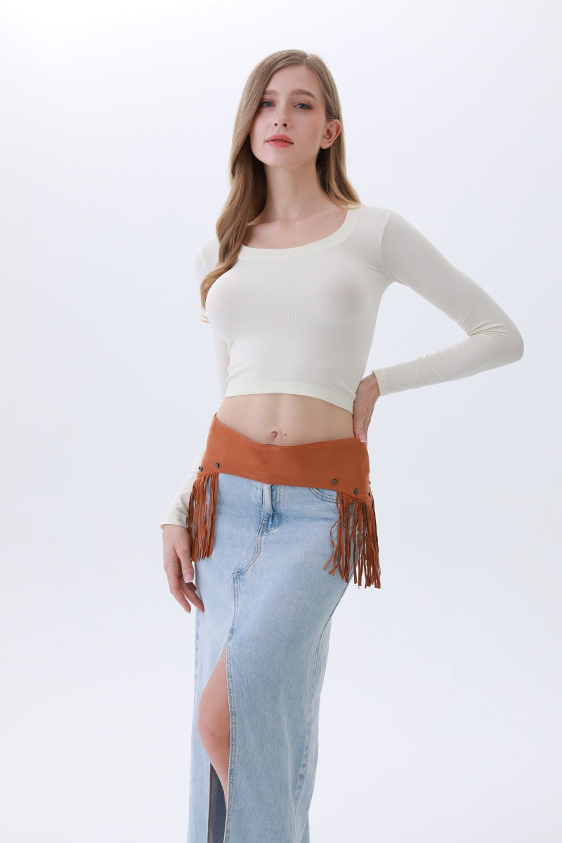 Boho Punk Corset Belt – Fringe & Studded Statement✨ Leto Collection