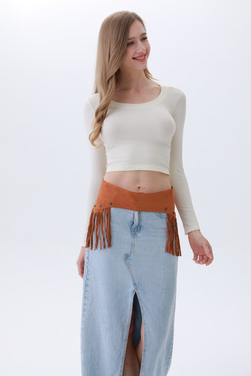 Boho Punk Corset Belt – Fringe & Studded Statement✨ Leto Collection