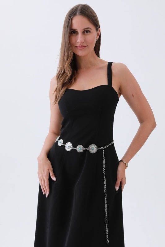 Boho Turquoise Belt – Antique Bronze Buckle with Gemstone Accents✨ Leto Collection