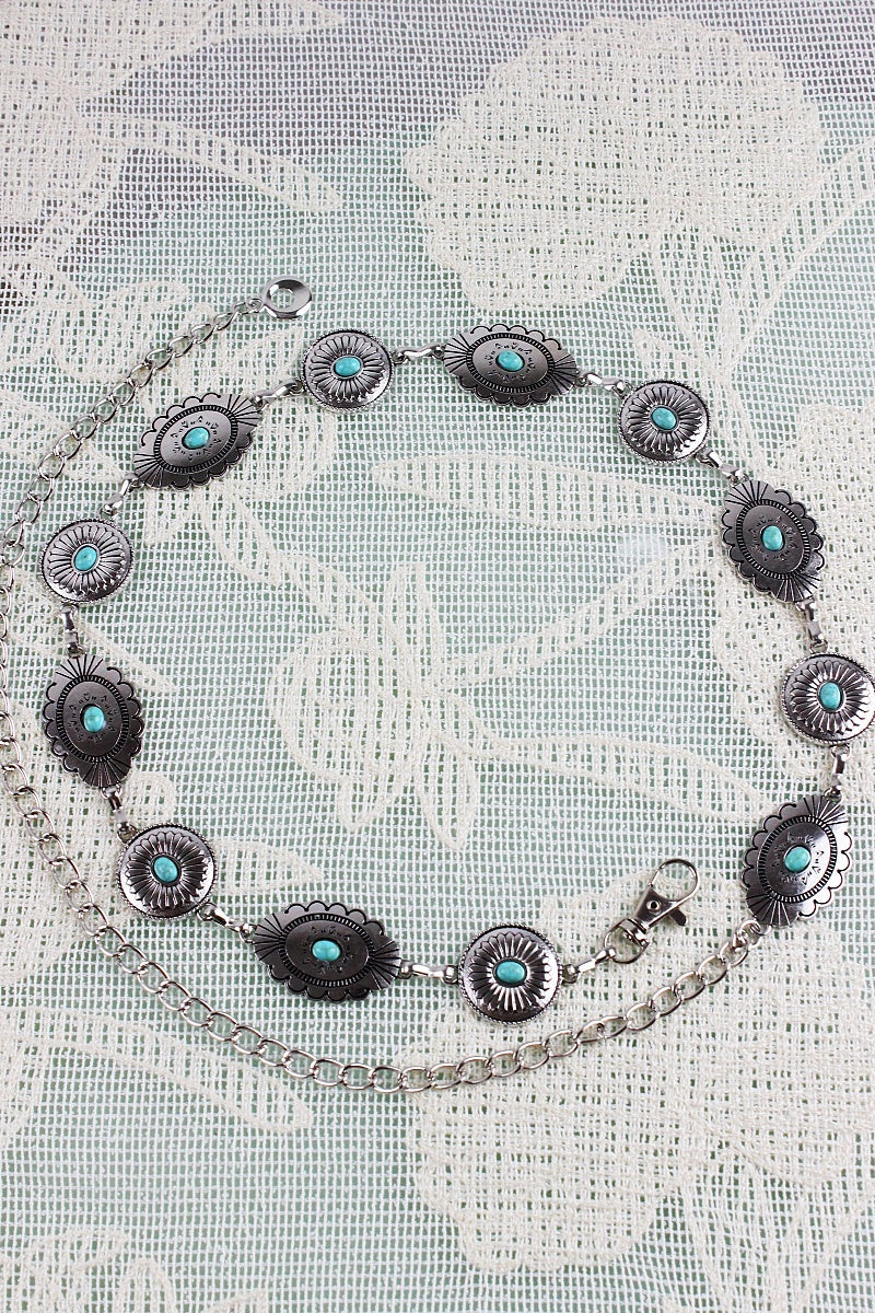 Bohemian Turquoise Waist Chain – Geometric Link Belt💎 Leto Collection