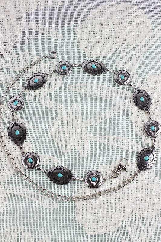 Bohemian Turquoise Waist Chain – Geometric Link Belt💎 Leto Collection