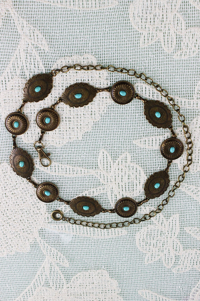 Bohemian Turquoise Waist Chain – Geometric Link Belt💎 Leto Collection