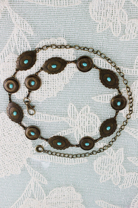 Bohemian Turquoise Waist Chain – Geometric Link Belt💎 Leto Collection