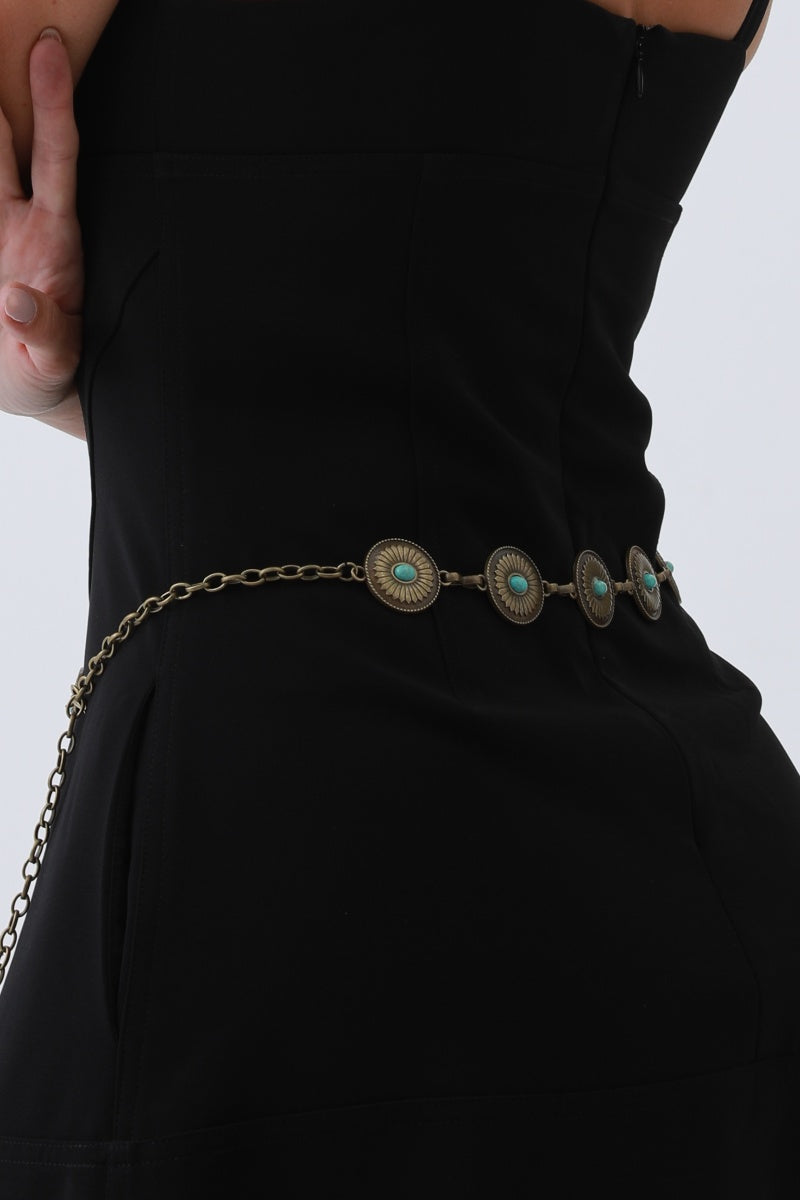 Turquoise Cowboy Chain Belt – Vintage Western Elegan🩵 Leto Collection
