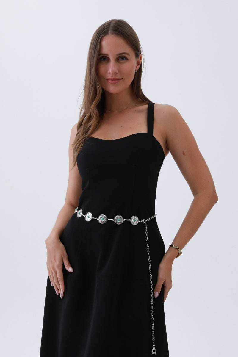 Turquoise Cowboy Chain Belt – Vintage Western Elegan🩵 Leto Collection