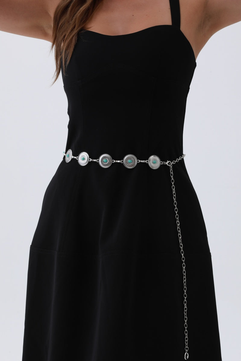 Turquoise Cowboy Chain Belt – Vintage Western Elegan🩵 Leto Collection