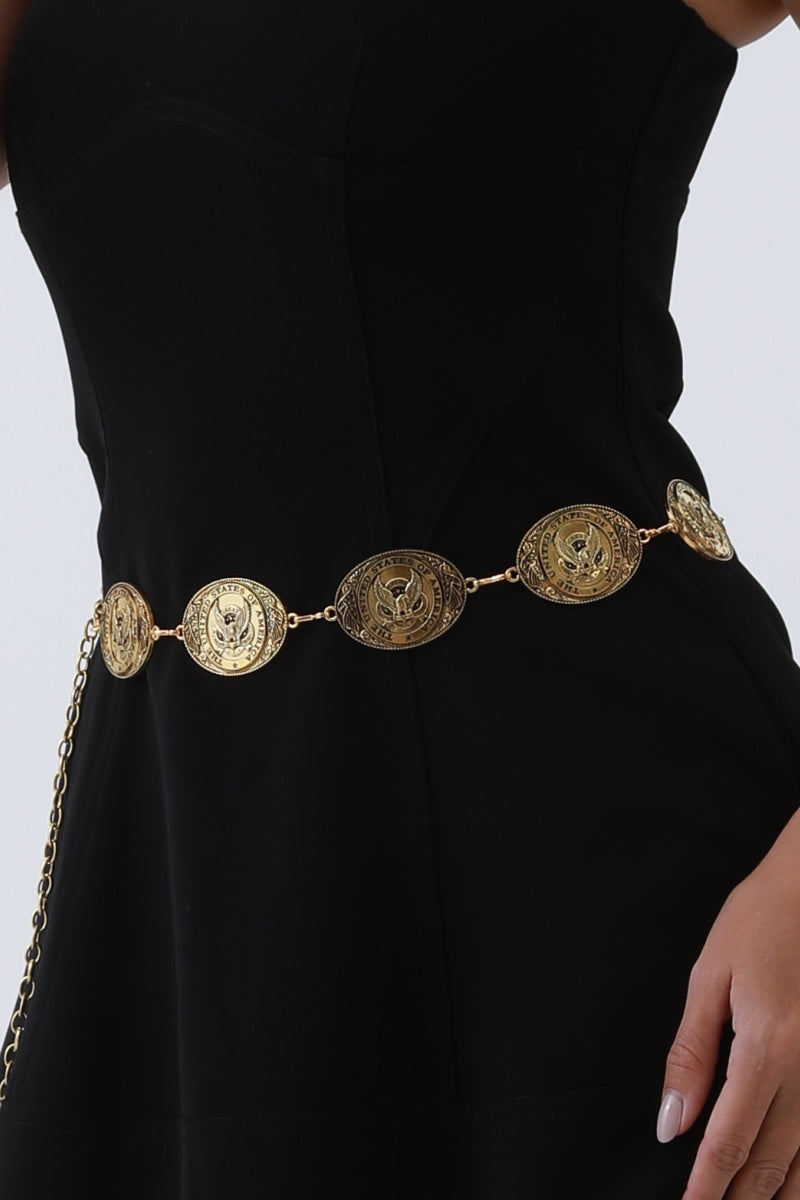 American Eagle Western Belt – Patriotic Chain & Oval Buckle🦅🇺🇸 Leto Collection