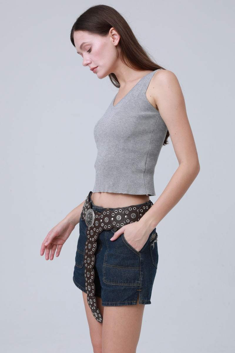 Boho Western Belt – Vintage Round Patch & Studded Detail 🌵✨ Leto Collection