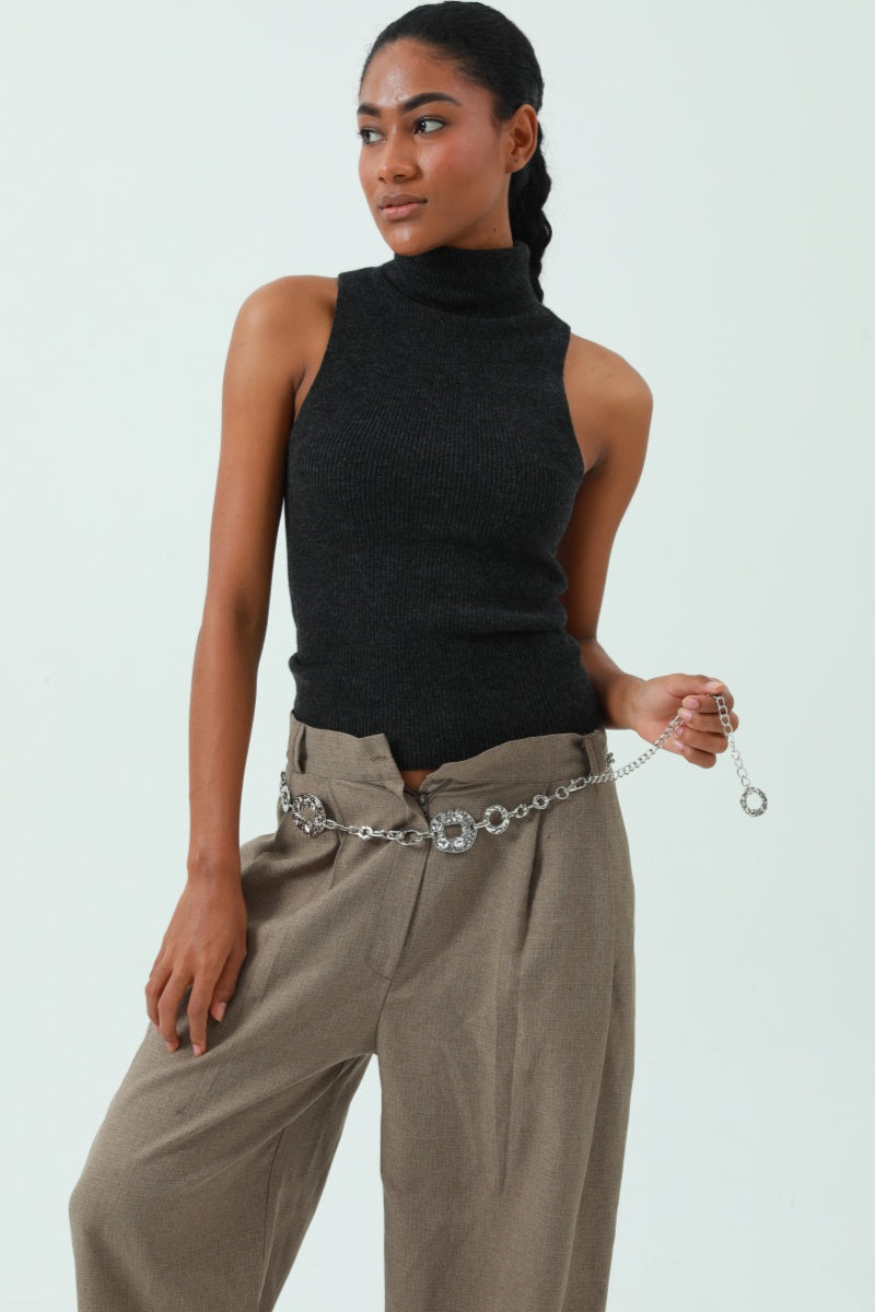 Hollow-Out Disc Waist Chain – Lightweight Metal Accent 🥗 Leto Collection